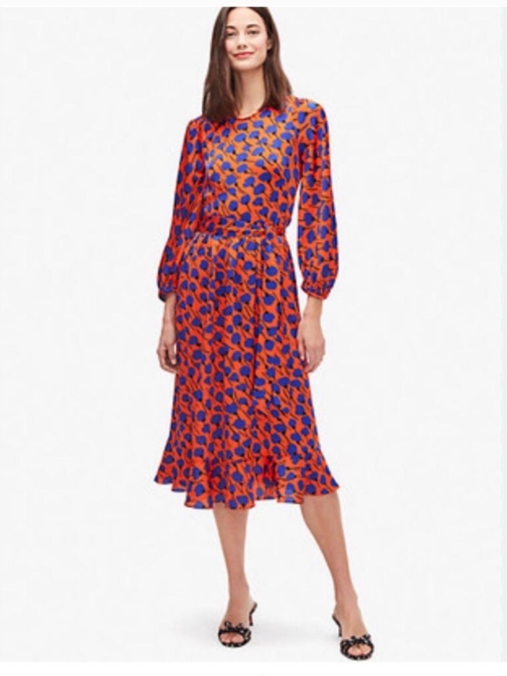 Kate Spade New York Poetic Red and Blue Floral Midi Dress